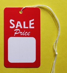 Large Price Tags RED WHITE Blank 2 Part Retail Special Sale Coupon String Strung