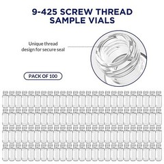 2ml Clear Glass Vials, 9-425 Thread, Type 1 Borosilicate, High Clarity, for Lab