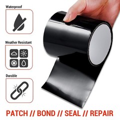 Flex Waterproof Rubberized Tape Stop Leak Seal Tape Repair Patch 4″ X 5Ft Black
