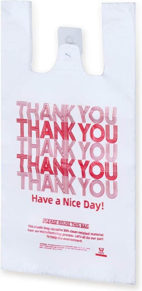 300 Bags T-Shirt Thank You Plastic Grocery Store Shopping Carry Out Bags.