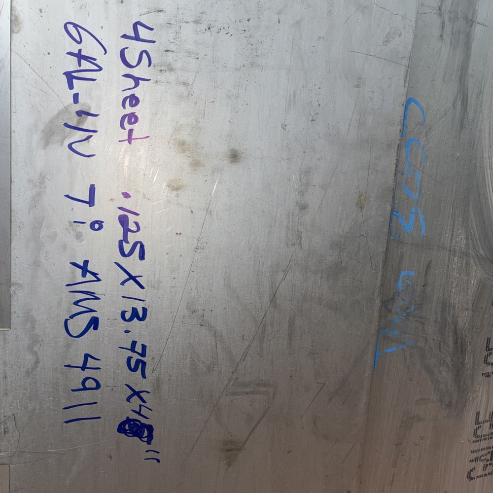 .125 X 13.740 X 48” On 6AL/4V Titanium Sheets