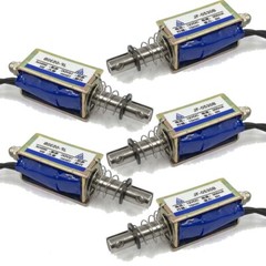 Micro DC Solenoid Valve Electromagnet DC 12V Spring Push-Pull Through Type 5pcs