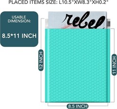 250pcs Poly Bubble Mailers 8.5×12 Padded Envelopes 8.5×11 Mailing Bag Bulk Teal