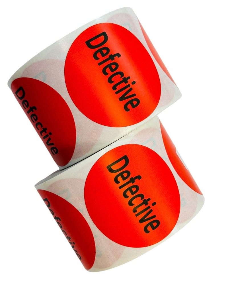 Defective Labels – 2″ Round Red Quality Control Inventory Stickers 2RLS of 500EA