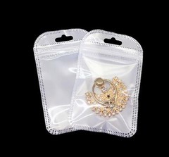 Resealable White Clear Zip Plastic Bag Retail Packaging Lock Pouches W/Hang Hole