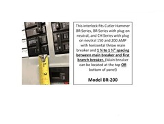 BR200 Generator Interlock Kit Eaton / Cutler Hammer or Challenger 150 & 200A BR
