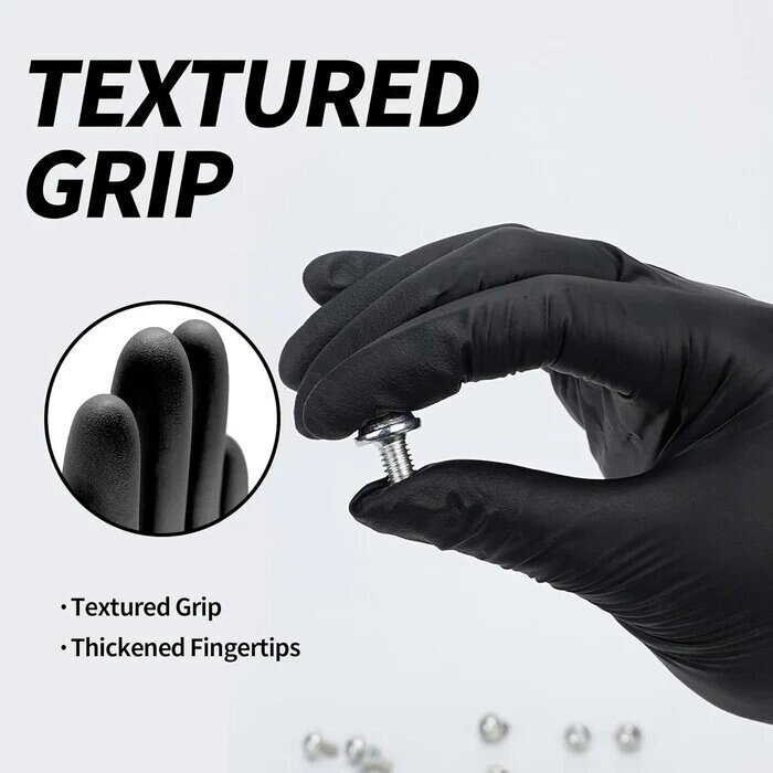 GP Craft Black Nitrile Gloves 5Mil Disposable Latex-Free (100/Count)