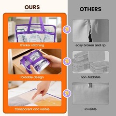 10 Pack Clear Clothes Storage Bags, Double Zipper Design 40L Underbed Moving …