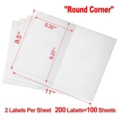1000 Shipping Labels 8.5×5.5 Half Sheet Rounded Corner Self Adhesive 2 Per Sheet