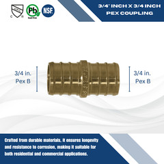 20 Pcs. 3/4″ Pex Coupling – Lead Free Brass 3/4 Inch Crimp Coupling 23-2-4=20