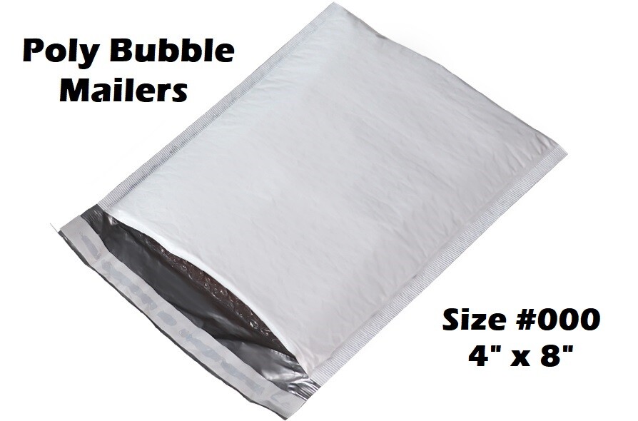 SIZE #000 4″X8″ SELF SEALING POLY WHITE BUBBLE MAILERS PADDED SHIPPING ENVELOPES