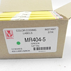 COLOR CODING LABELING DOTS GREEN CASE OF 10 BOXES 450 DOTS PER 1/4″ MR404-5