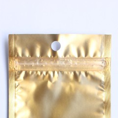 100 Matte Translucent & Gold Silver Mylar Flat Storage Bags with Round Hang Hole