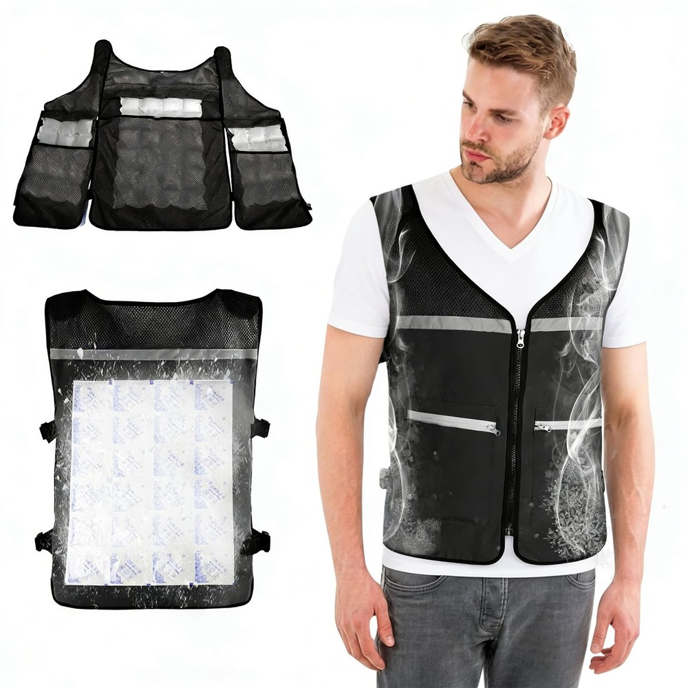 Cooling Vest for Men & Women, Adjustable Ice Vest with Detachable Reusable Ic…