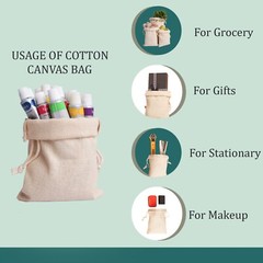8 x 12 Inches Canvas Cotton Double Drawstring Reusable Premium Quality Bags