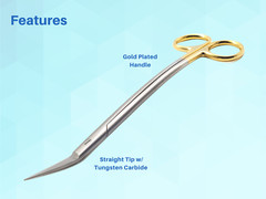 Dean Scissors 7″ Double Curved Gold Plated With Tungsten Carbide Inserts ARTMAN