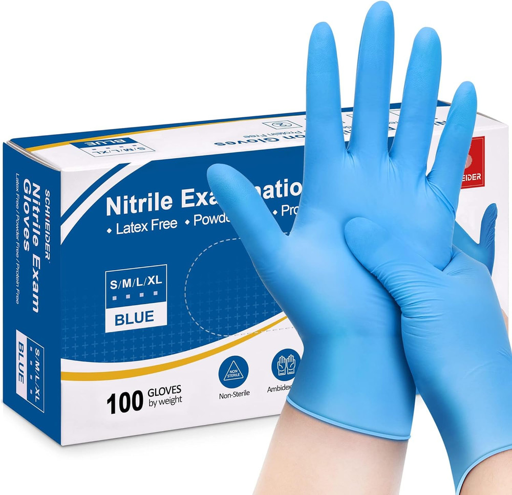 Nitrile Exam Gloves, Blue, 4 Mil, Powder-Free, Latex-Free, for Medical Exam, Cle