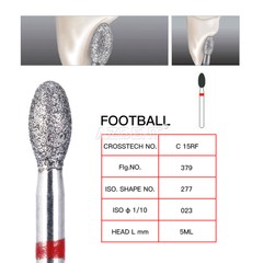 10pcs/Kit AZDENT Dental Diamond Burs Football #368-023F #379-023F Fine Red