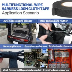 2 Rolls Wire Loom Harness Insulation Tape Cloth Wrap Protection Noise Reduction
