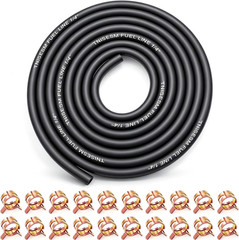 10Ft 1/4 Inch Fuel Line Hose with 20 Clamps, Rubber Fuel Line for Lawn Mower Dir