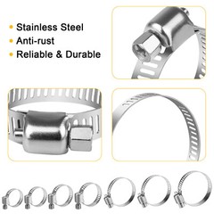 130pcs Adjustable Hose Clamps Worm Gear Stainless Steel Clamp Assortment 7 Sizes