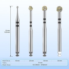 Dental Degranulation Burs Kit Osseous Debridement Soft Tissue Removal Diamond