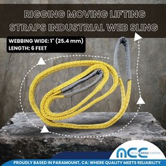 1″ x 3 /6 / 9ft 2 Ply Polyester Flat Eye Lifting Sling Strap Web Sling 3100 lbs
