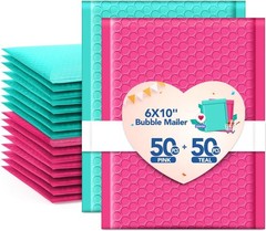 100x Poly Bubble Mailers Padded Envelope Mailing Bags 50 Pink & 50 Teal