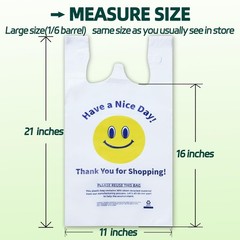 100 White Heavy Duty Thank You Plastic T-Shirt Shopping Bags, 0.8 Mil 11x6x21″