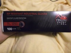 New Box of 100 Venom Steel Black Nitrile Safety Gloves-Sz XL