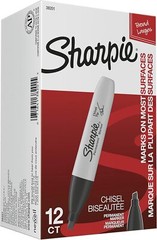 SHARPIE Permanent Markers, Chisel Tip, Black, 12 Count