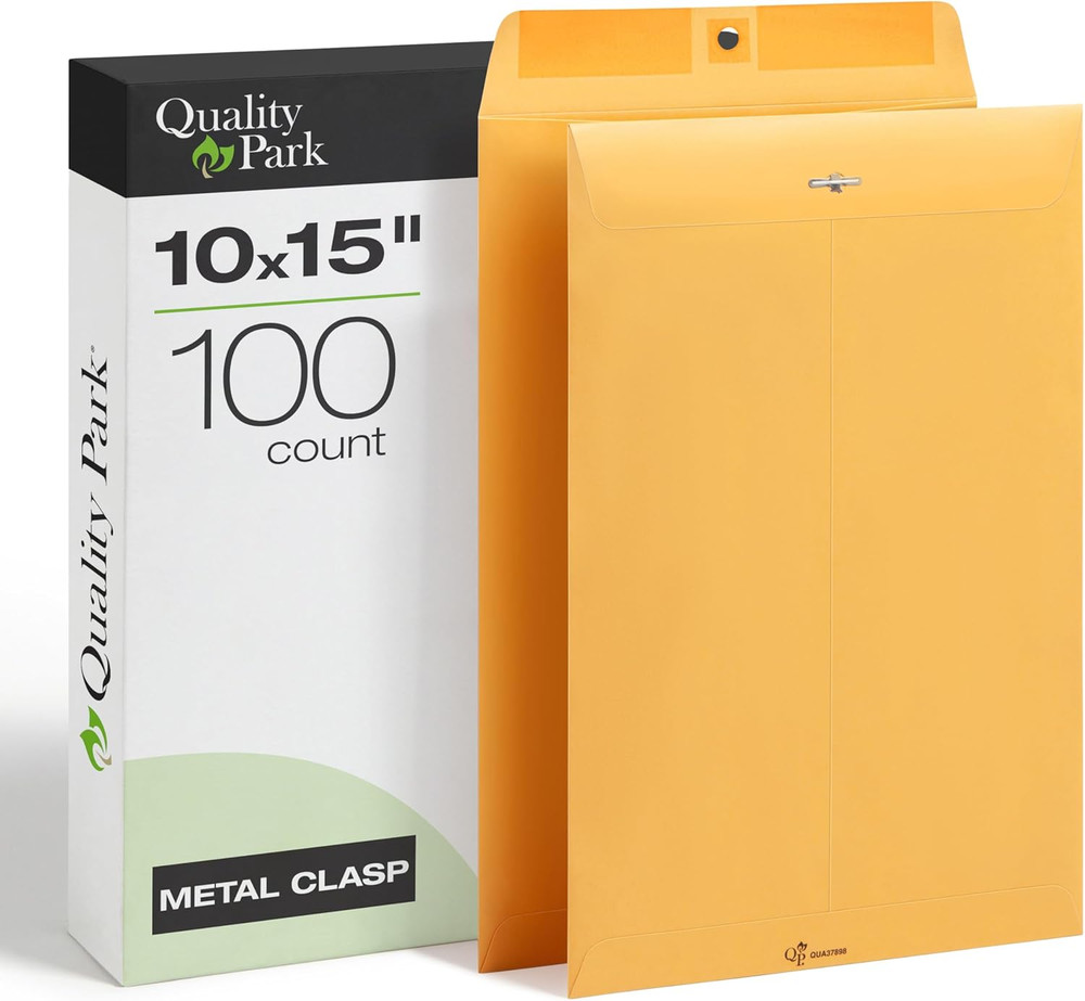 Clasp Envelopes, Brown Kraft, 10 X 15 Inches, Box of 100 (37898)