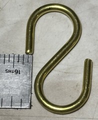 Box Of 100 Solid Brass S Hooks 1-1/2” 1.5” Light Open Style Brand New