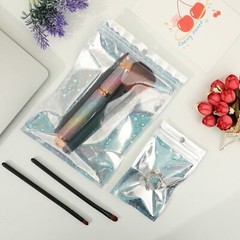 100 Flat Clear/Silver Star Metallized Foil Resealable Zip Bags (Select Size)