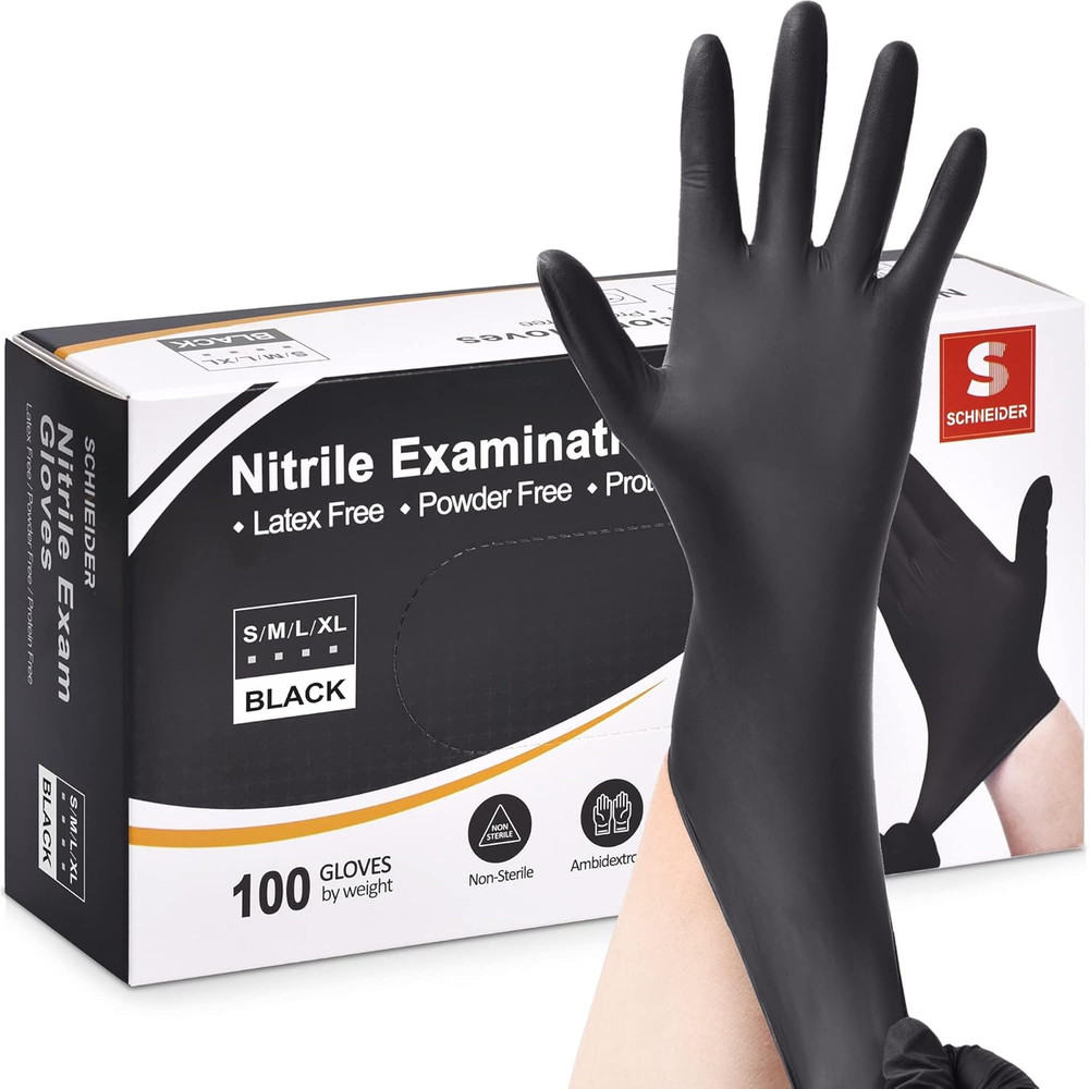 Nitrile Exam Gloves, 4 Mil Black Gloves Disposable Latex Free Powder Free, Food