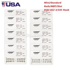 Dental Orthodontic Bracket Brace Mini/Standard Roth/MBT 018/.022 3/3-4-5 Hooks