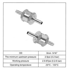 2 Pcs 8mm 5/16″ Fuel Non-Return One Way Check Valve Petrol Diesel Oil Aluminum