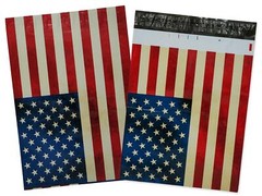 10×13 Rustic Flag Patriotic Poly Shipping Mailers, United States Red White & Bl