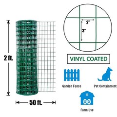 16 Gauge Green Vinyl Coated Welded Wire Mesh Size 2 inch X 3 inch