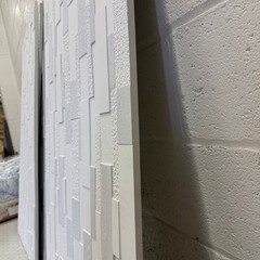 Greymond 4-Pcs Spar Brick Textured Wall Panels 23.6″ x 47.2″ x 0.5″ – White