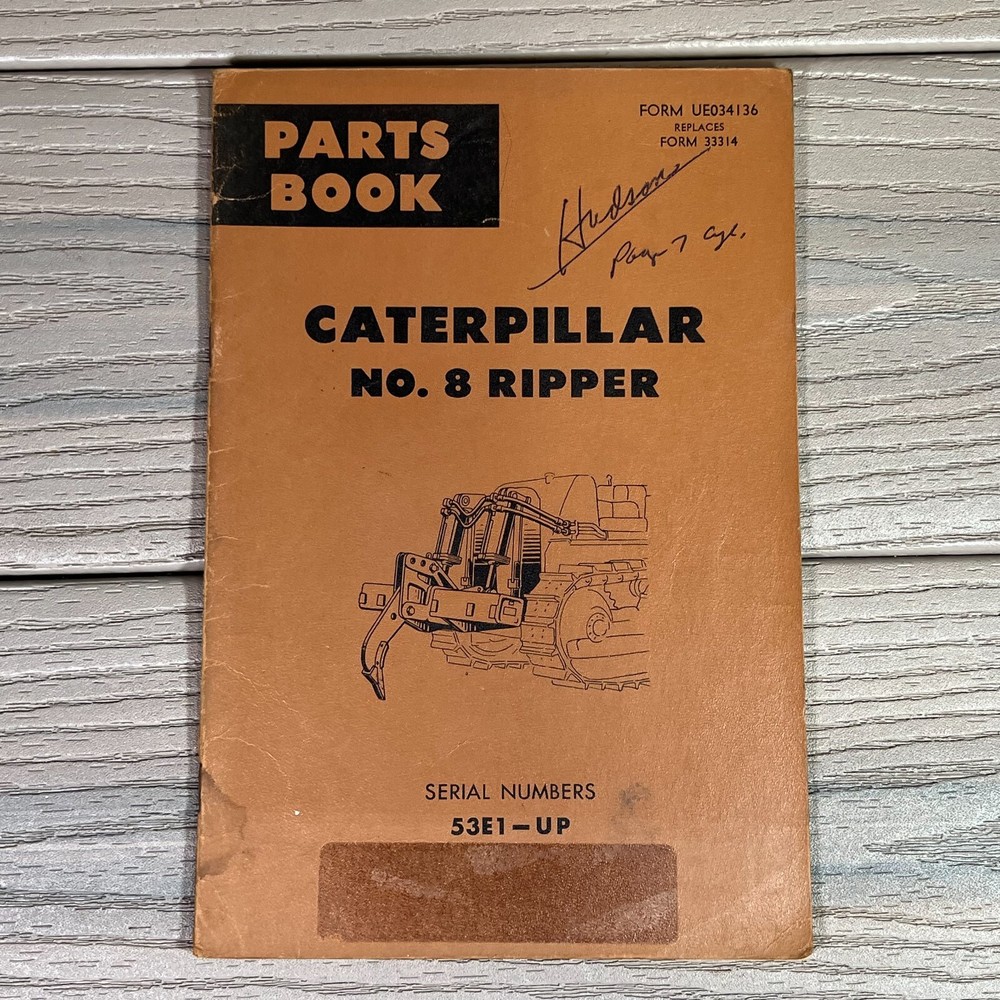 OEM CAT Caterpillar Parts Book No. 8 Ripper s/n 53E1 UP Form UE034136 Vtg 1967