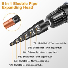 6-in-1 1/4″ to 7/8″ Sizes HVAC Swage Repairing Tool with 1/4″ Hex Bit Holder