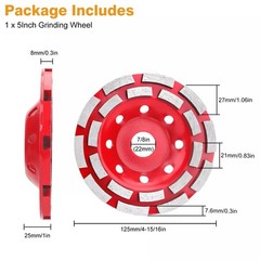 5″ Diamond Grinding CUP Wheel Disc Grinder Concrete 20 Segment 7/8″ 25/30 Grit