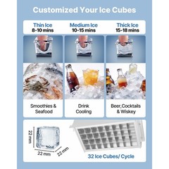 Uimoso Commercial Ice Maker 80 lbs/24h with 13lbs Storage for Bar and Restaurant