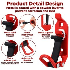 PercyEffie 4 Pcs Shovel Mount Heavy Duty Mounts for Roof Rack Red