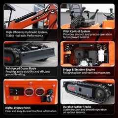 1 Ton Mini Excavator + Mini Skid Steer Loader 13.5HP B&S Gas EPA Free Shipping