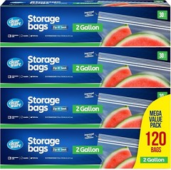 Durable 2 Gallon Resealable Bags – 120 Count with Double Zipper for Freshness