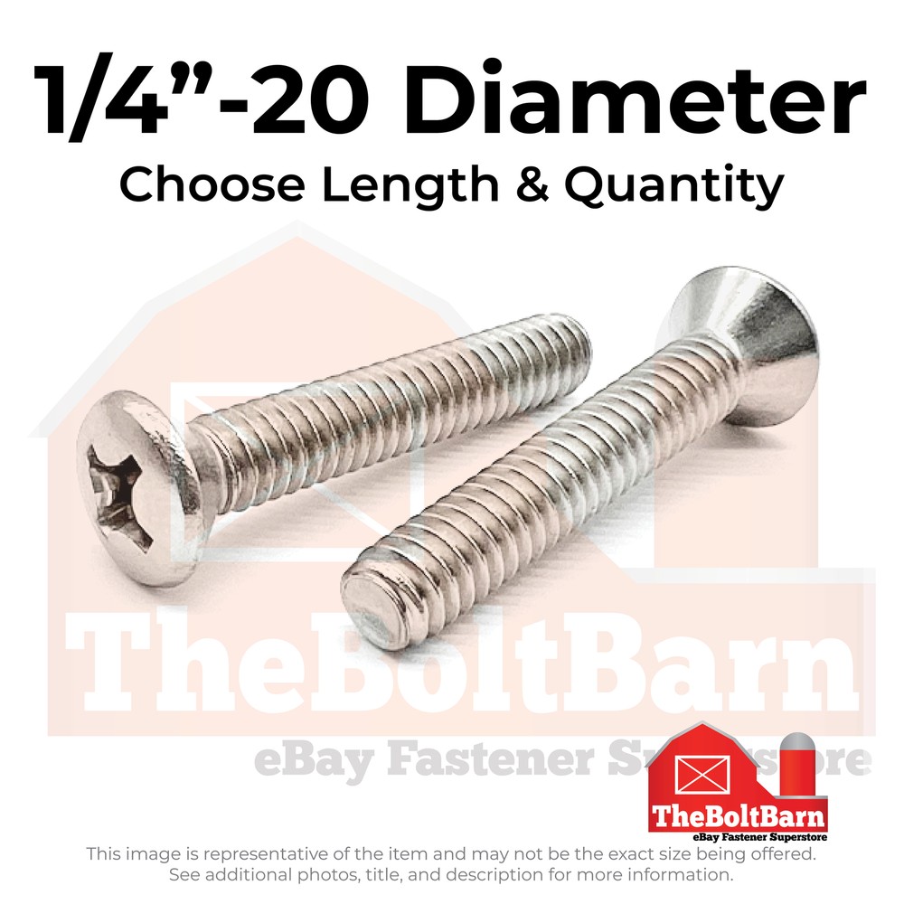 1/4″-20 316 Stainless Steel Phillips Oval Head Machine Screws(Pick Length & Qty)