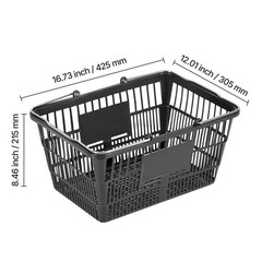 Uimoso Set of 12 Stackable Black PE Shopping Baskets with Handles for Groceries