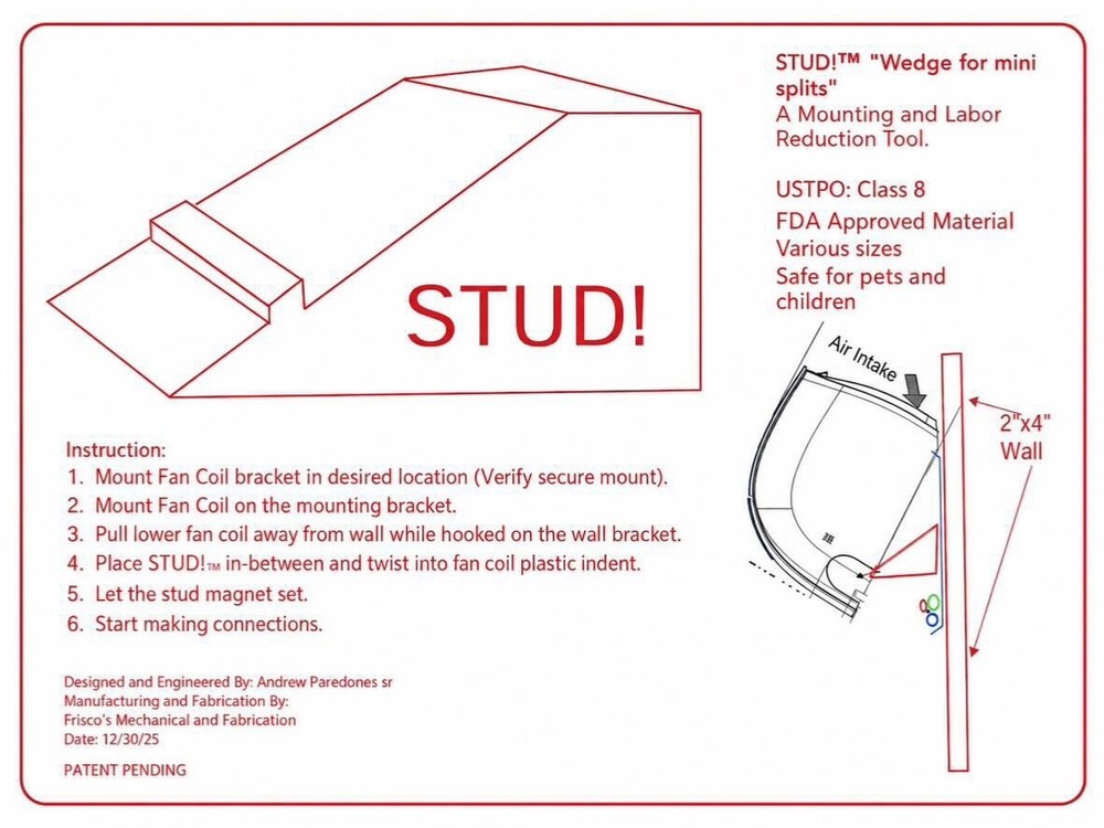 STUD! ?Wedge for mini splits? 3 positions, one tool! Mini Split Spacer